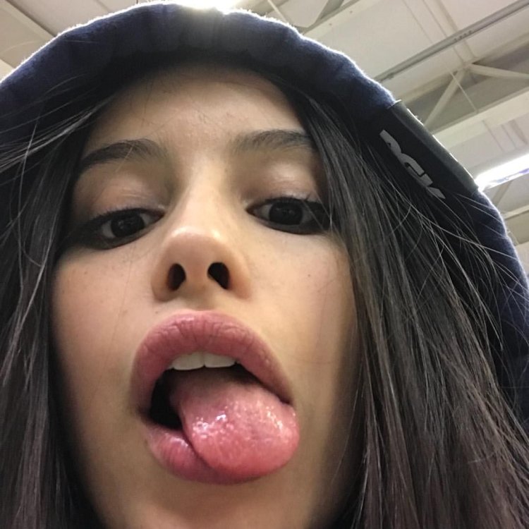 Girl with tongue hanging out