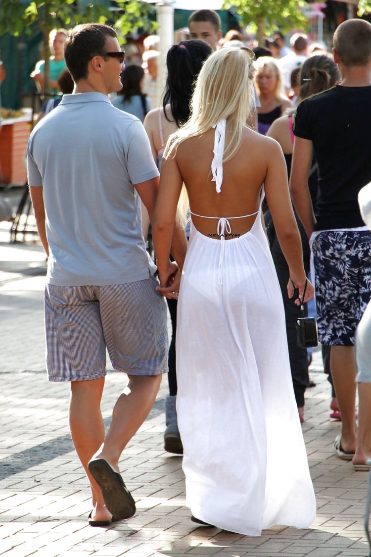 Sheer dress outdoors