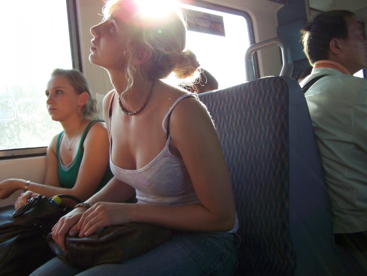 Beautiful girls in public transport