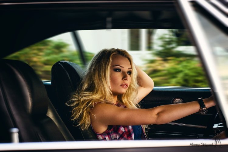 Blonde in the car