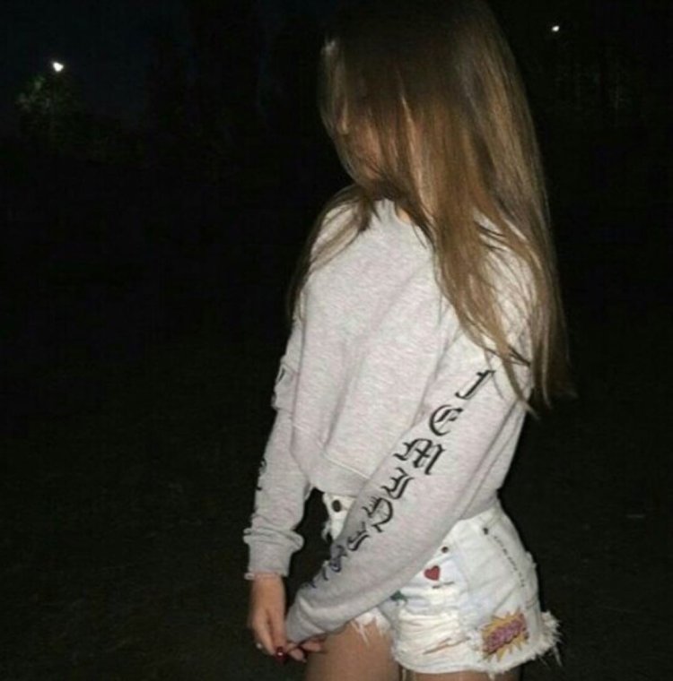 Girl 14 years old with blond hair without a face