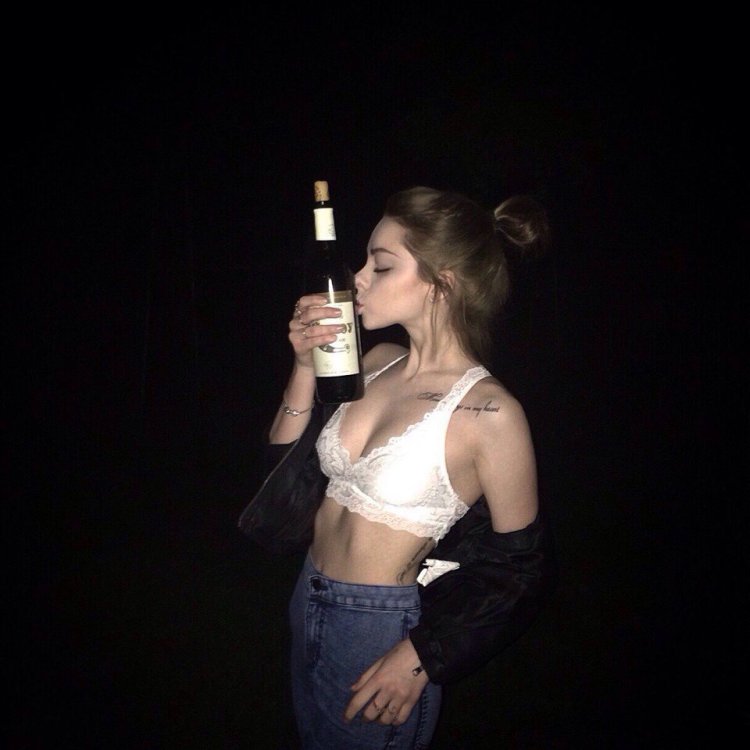 Girls with booze and cigarettes