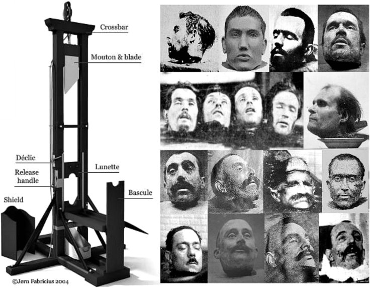 Heads of people executed on the guillotine