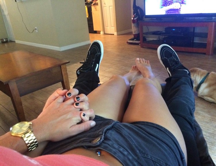 Girl's legs on a guy