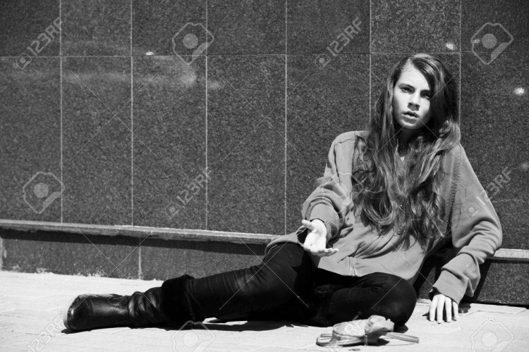 Beautiful homeless girl