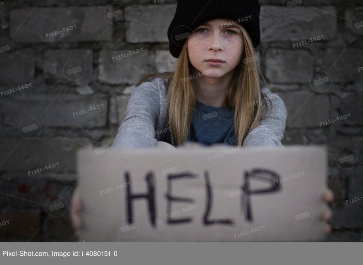 Beggar teen girl