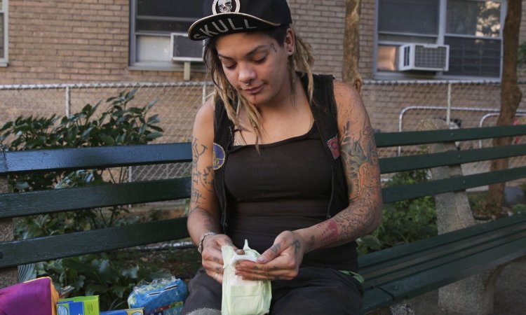 Homeless european girl