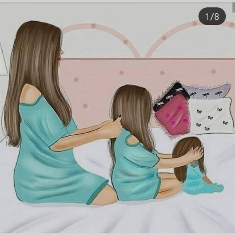Mom with two daughters from the back