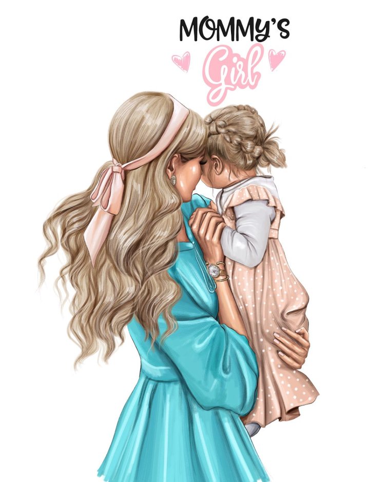 Mom and daughter illustration