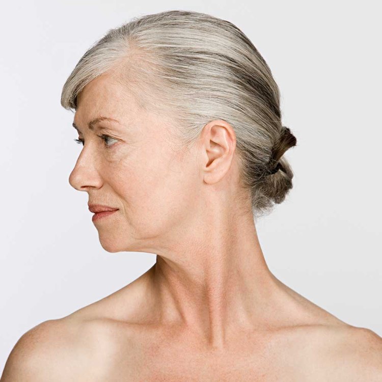 Profile of an aged woman