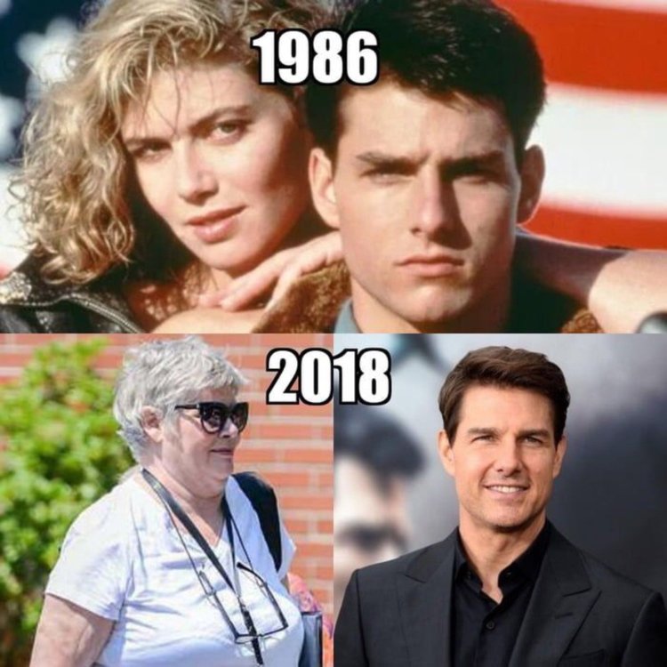 Tom Cruise and Kelly McGillis then and now
