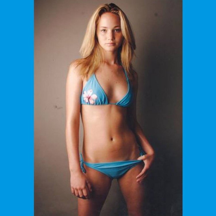 Jennifer Lawrence as a child in a swimsuit