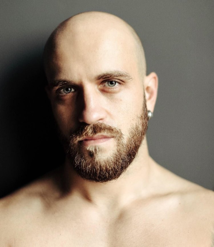 Bald man with a beard