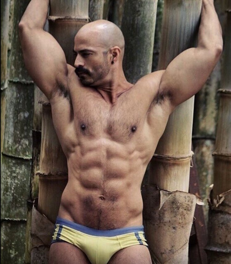 Bald muscled men