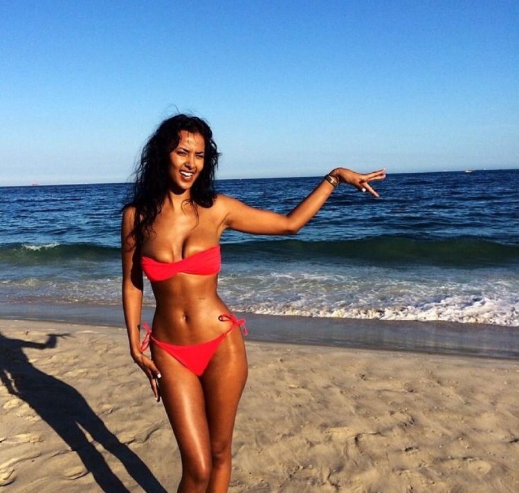 Maya Jama in a swimsuit