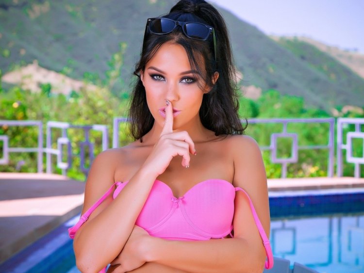 Megan Rain in a swimsuit