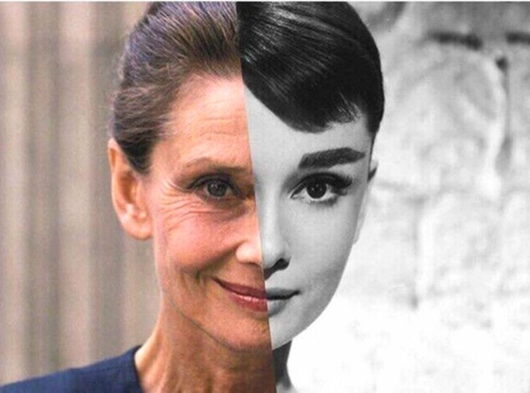 Audrey Hepburn in old age and youth
