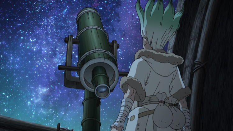 Dr. Stone senku with a telescope