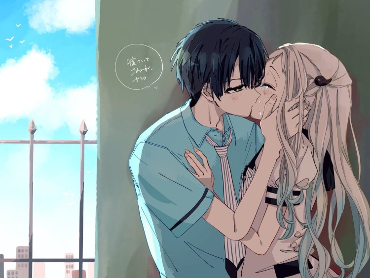 Toilet boy Hanako-kun Yashiro and Hanako kiss
