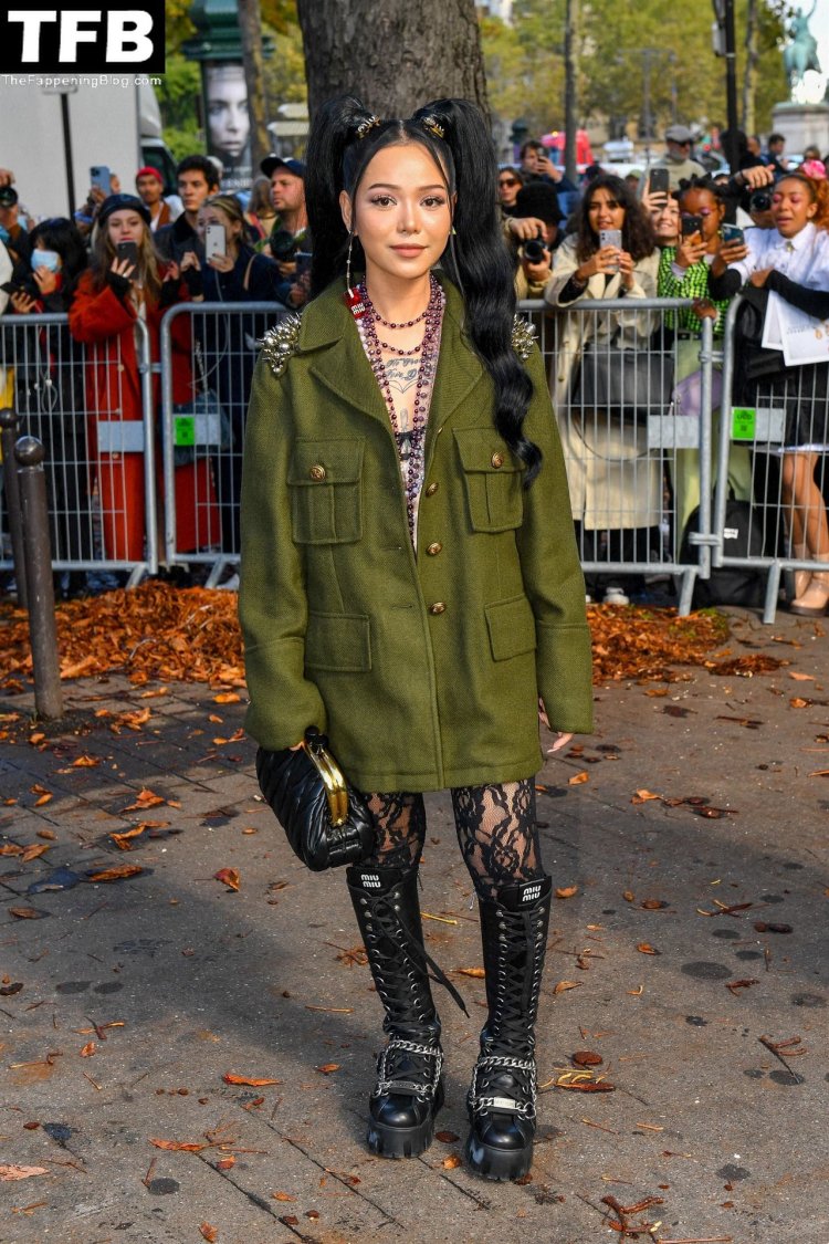 Bella Poarch in swimsuit and balaclava