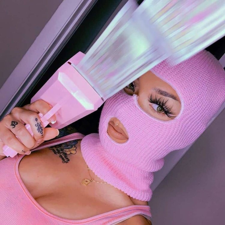 Girl in a pink balaclava