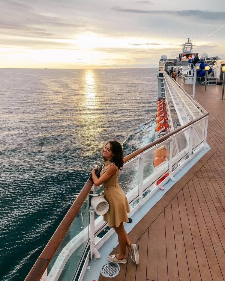 Girl on a cruise ship