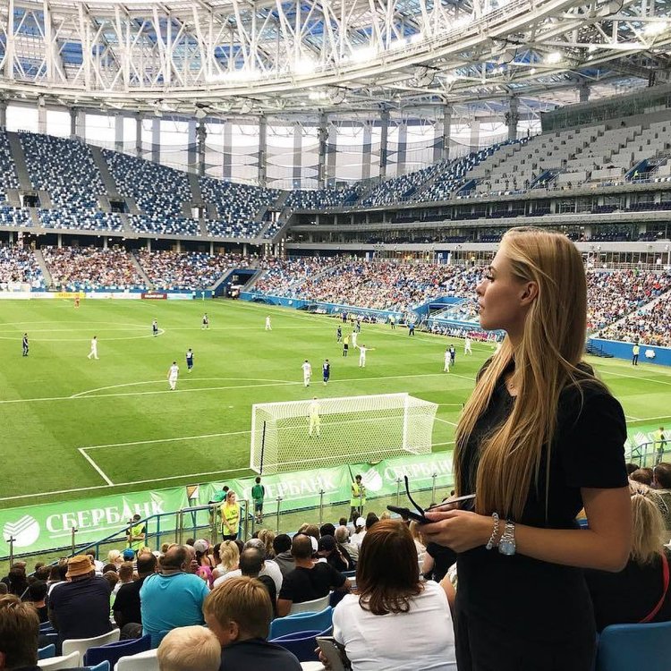 Blonde in the stadium