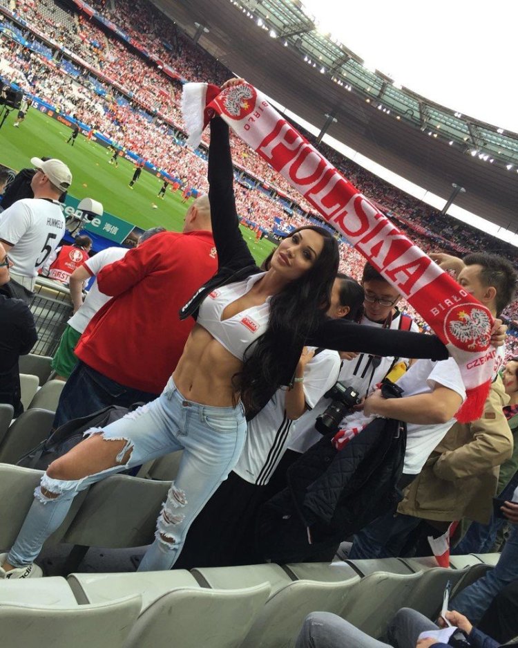 Football girls in the stadium