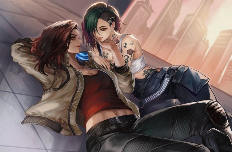 Judy Alvarez and V Cyberpunk 2077 Yuri