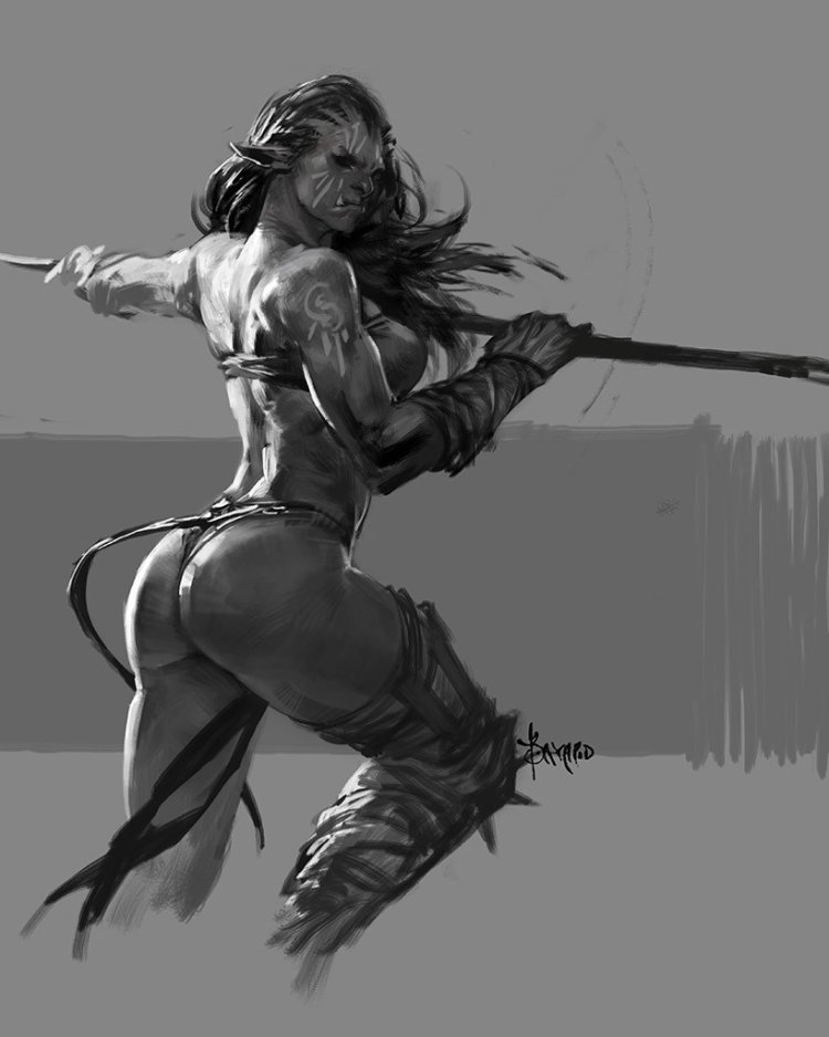 Fantasy girl with a spear