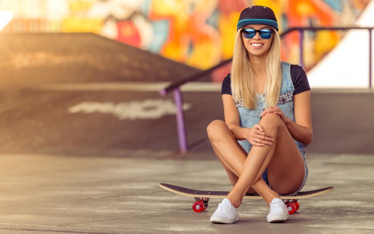 Girl with a skateboard