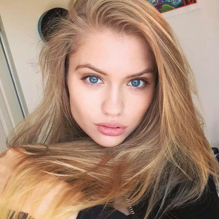 Blonde with blue eyes