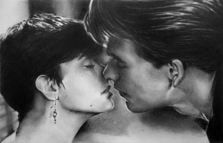 Demi Moore and Patrick Swayze drawing