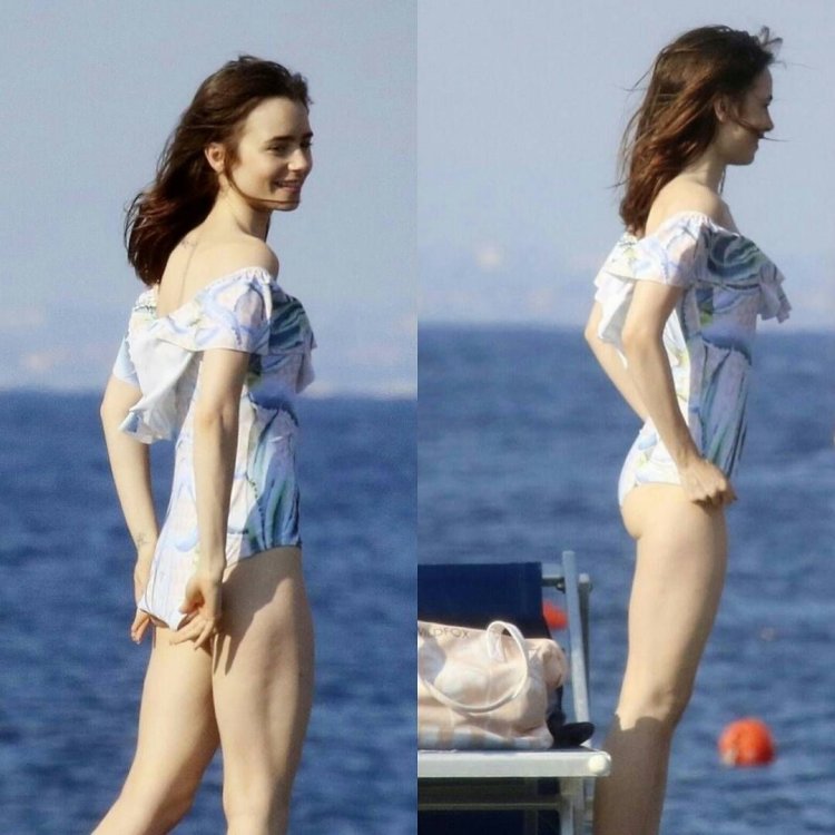 Lily Collins in swimsuit 2019