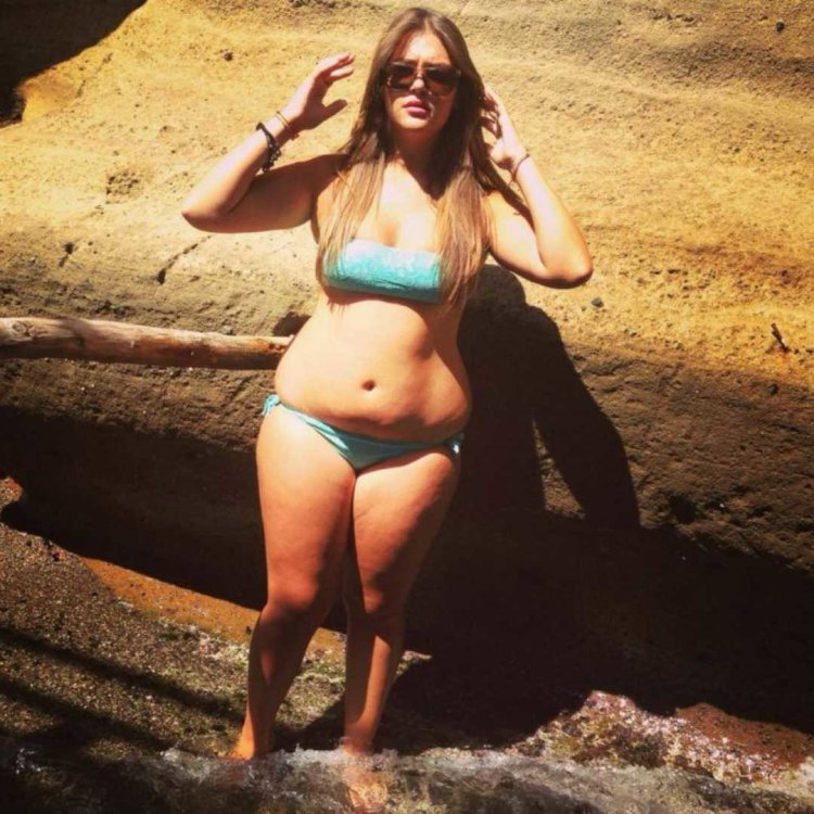 Chubby belly in swimsuit