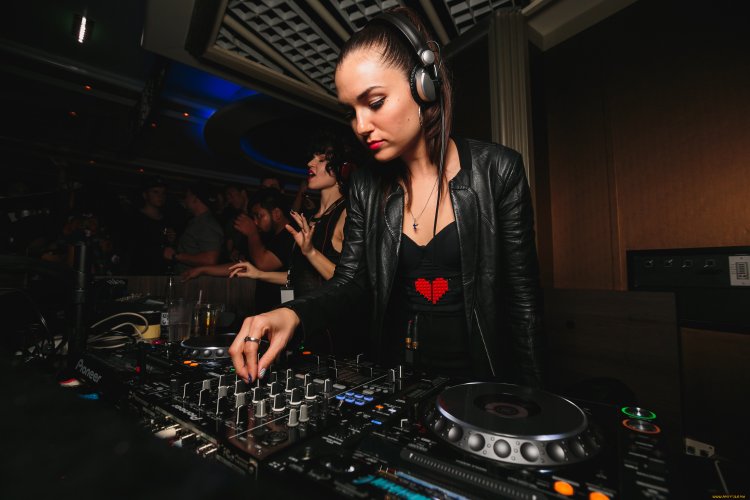 Sasha gray in headphones