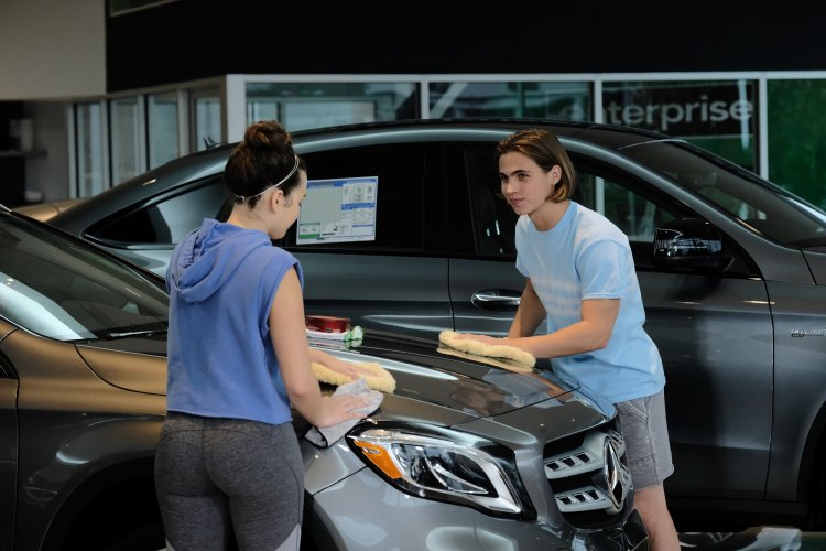 Mary Mouser Cobra Kai in a skirt