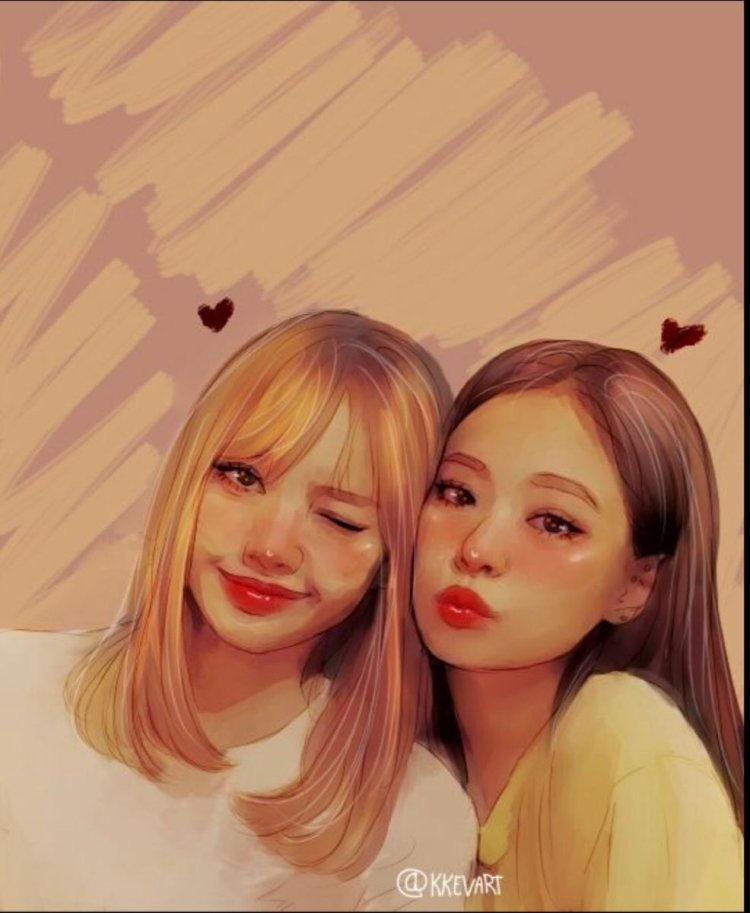 Black Pink art Jennie and fox