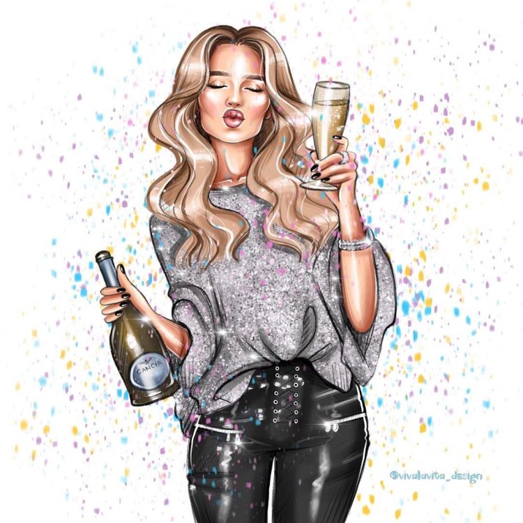 Stylish girl drawing