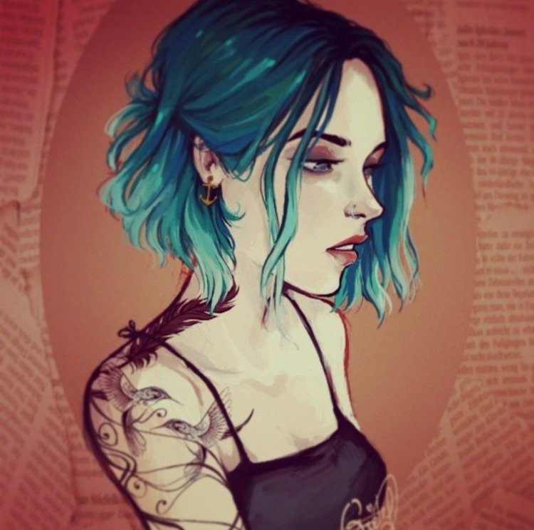 Green hair art