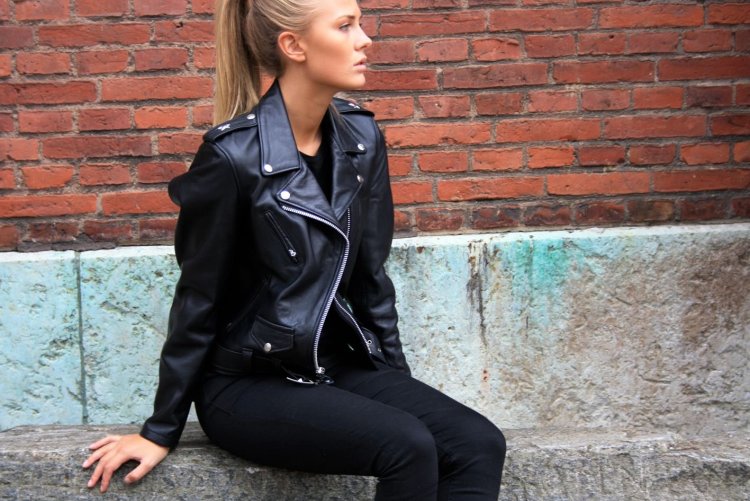 Girl in a leather jacket