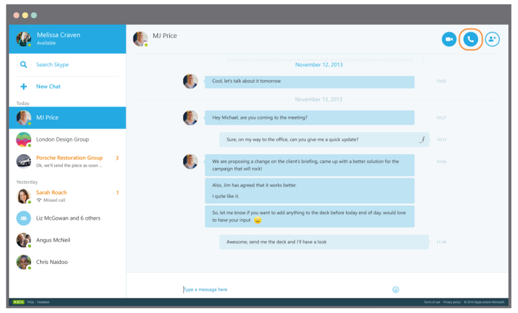 Skype chat