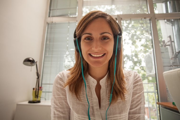 Girl talking on Skype