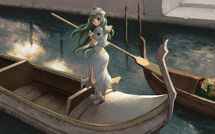 Anime girl in a boat
