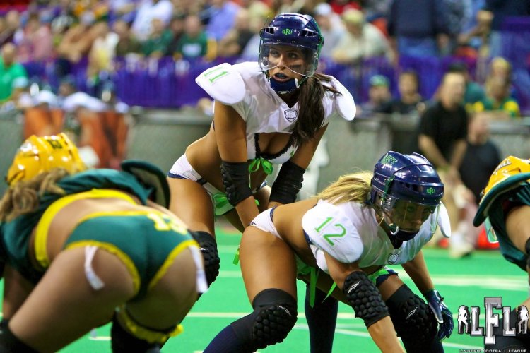 Women's american football in thong