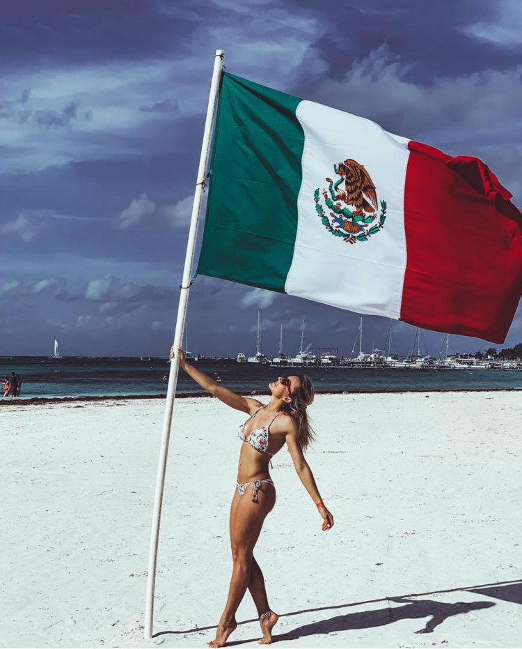 Girl with mexican flag