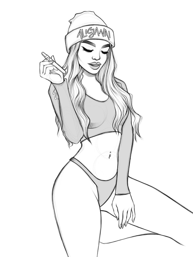 Sketches of drawings of girls