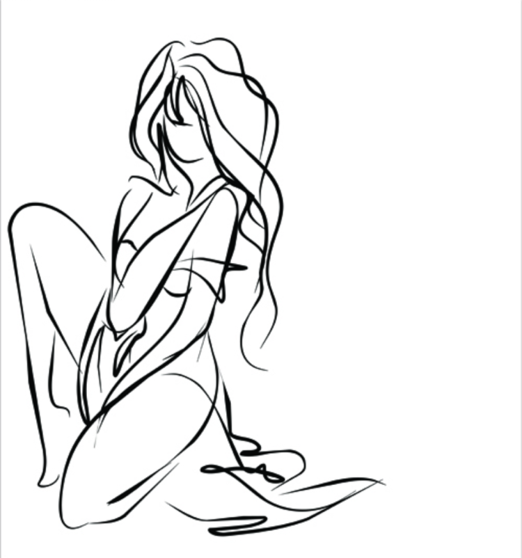 Silhouette of a girl in pencil