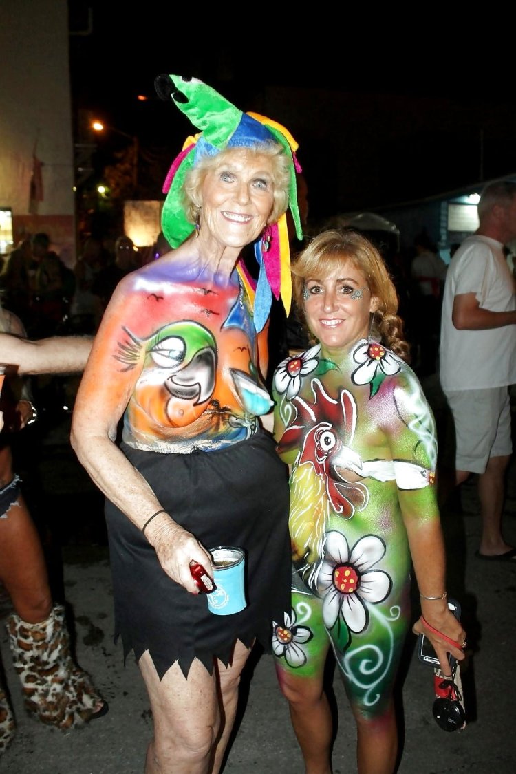 Women in transparent clothes at a fantasy fest