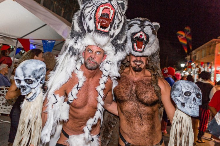 Women in transparent clothes at a fantasy fest